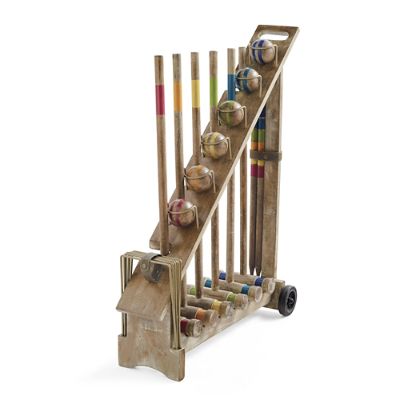 Atticus Croquet Set with Stand & Solid Wood Mallets for Outdoor