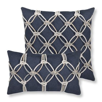 Indigo Rope Lumbar Outdoor Pillow by Elaine Smith