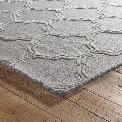 Carmina Trellis High-Low Wool Area Rug with Hand-Hooked Texture