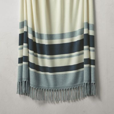Cashmere Striped Fringe Throw Frontgate