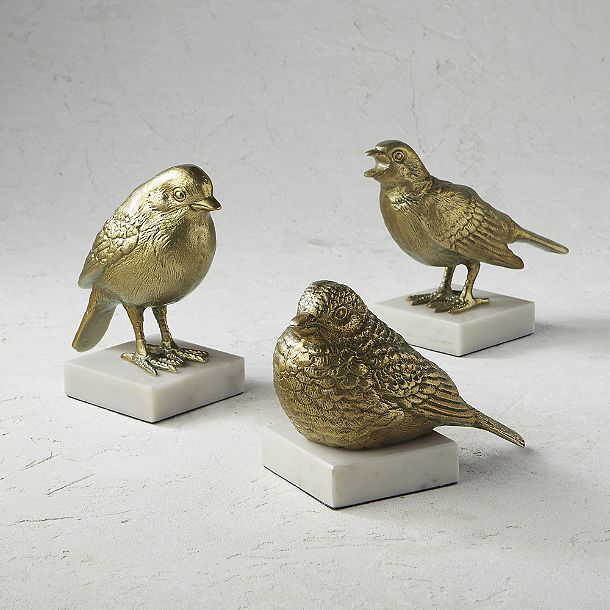 Image of Brass Wren Statues