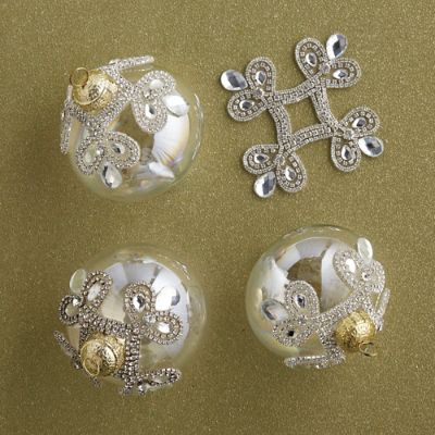 Diamond Mirror Snowflake Ornament Enhancers, Set of Four Frontgate