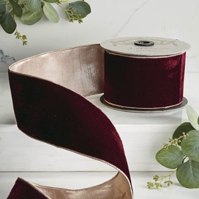 Burgundy Velvet Ribbon with Rose Gold Back | Frontgate