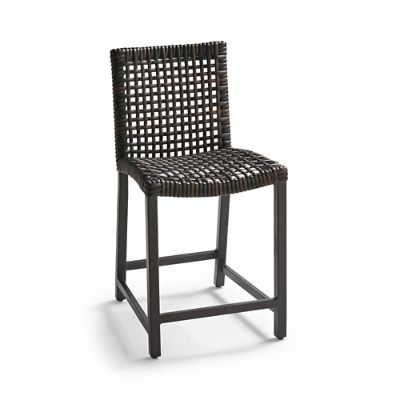 Isola Counter Stool in Black Aluminum & Black Walnut Wicker