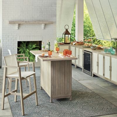 Outdoor Modular Kitchen Three Piece Cabinet Set Teak in Natural | Arhaus