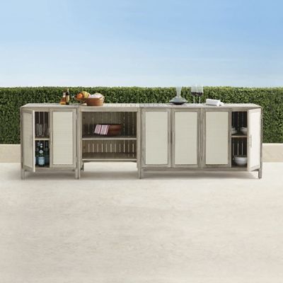 Outdoor Modular Kitchen Three Piece Cabinet Set Teak in Natural | Arhaus