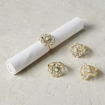 Crystal Snowflake Napkin Rings In Clear Set Of Four Frontgate   175699 GOL Main