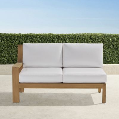 Calhoun Teak Modular Left-facing Loveseat in Natural Finish | Frontgate