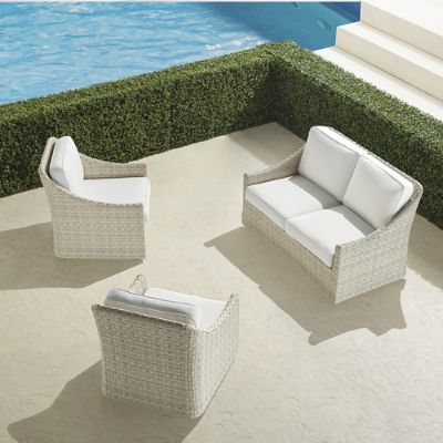Ashby 3-pc. Loveseat Set in Shell Wicker with All-Weather Cushions