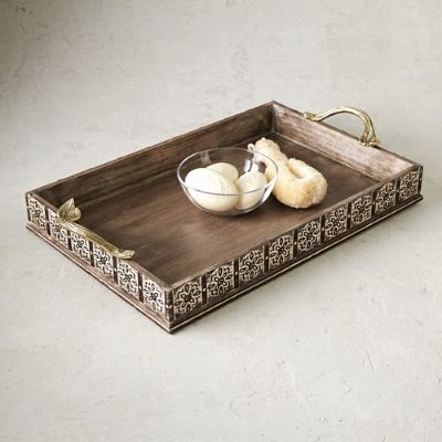 Schyler Carved Wood Tray | Frontgate