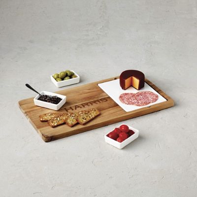 Fete Rectangular Charcuterie Board with Personalization & Ceramic Dishes