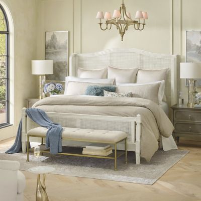 Marion French Cane Bed - French Gray, Queen - Frontgate - Yahoo Shopping