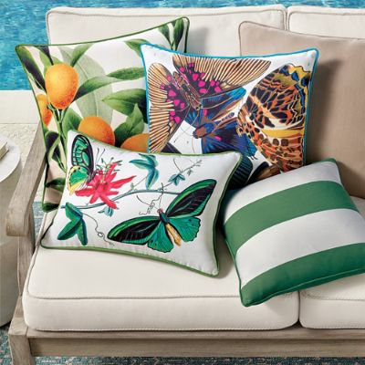 NYBG Bugs Indoor Outdoor Pillow with UV Resistant Fabric Zipper Closure