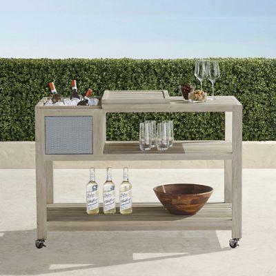 Isola Console with Beverage Tub in Weathered Teak & Harbor Blue