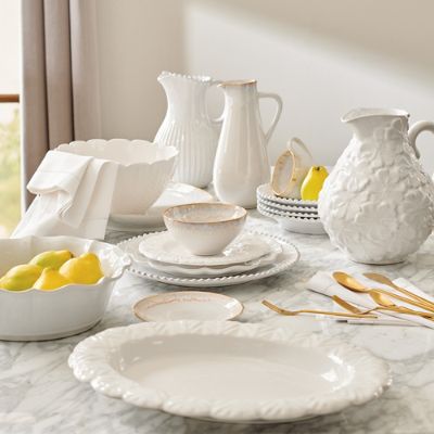 Camila Dinnerware Set with Hand-Glazed Textured Rims & Nature