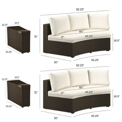 Pasadena II 4-pc. Modular Sofa Set in Bronze Wicker with All