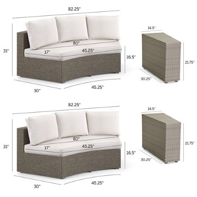 Pasadena II 4-pc. Modular Sofa Set in Dove Wicker with All-Weather