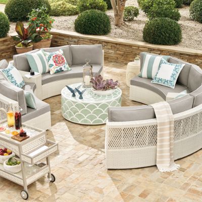 Pasadena II 5-pc. Ivory Wicker Sofa Set with Quick-Dry Cushions