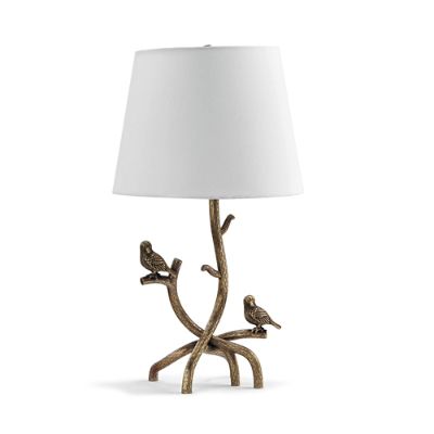 Elegant Aviary Brass Table Lamp with Perched Birds