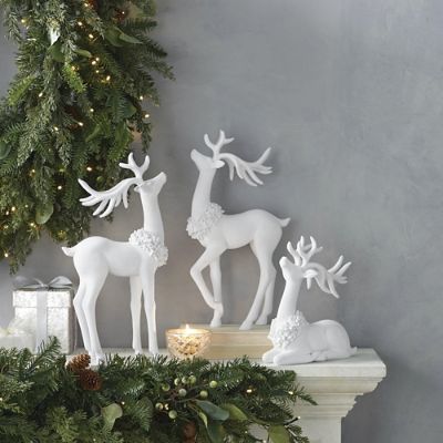 Decorative Flocked Deer, Set of Three | Frontgate