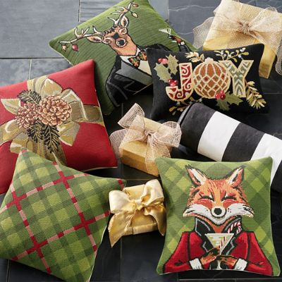 Fox on the Rox Embroidered Indoor/Outdoor Pillow with Zipper