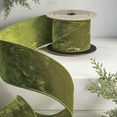 Double-Sided Moss Green Velvet Ribbon | Frontgate