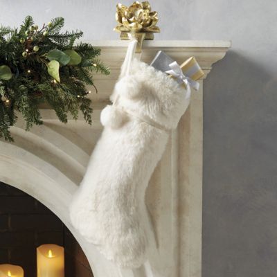 Store Frontgate White Crystal Stocking with Fur