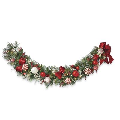 Peppermint Dreams Garland with LED Lights & Shatterproof Ornaments
