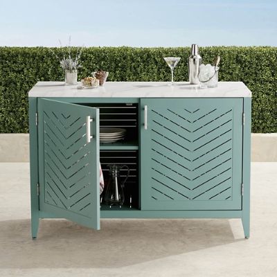 スプーン キャビネット Westport Outdoor Kitchen Cabinet with Chevron Doors & Marble Top