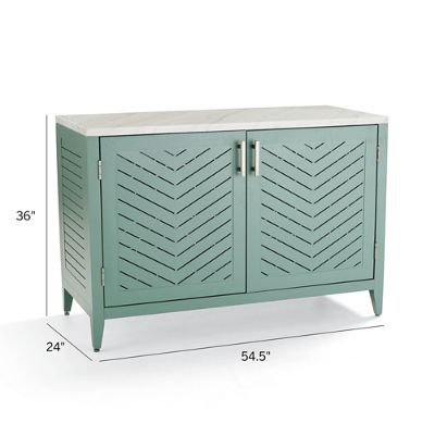 Westport Outdoor Kitchen Cabinet with Chevron Doors & Marble Top