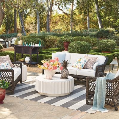 Hampton 3-pc. Sofa Set with Lounge Chairs & All-Weather Cushions
