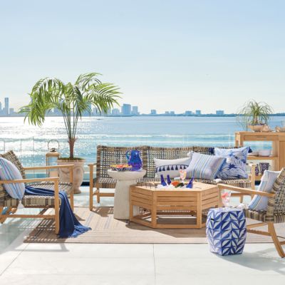 Isola 3-pc. Sofa Set in Natural Teak & Driftwood Wicker with Open