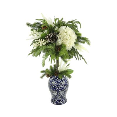 Hydrangea & Pine Topiary in Ming Pot | Frontgate