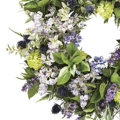 Caldwell Weeping Lilac Wreath with Lifelike Blossoms & Eucalyptus