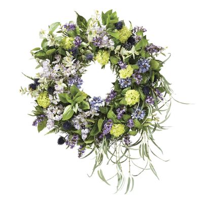 Caldwell Weeping Lilac Wreath with Lifelike Blossoms & Eucalyptus