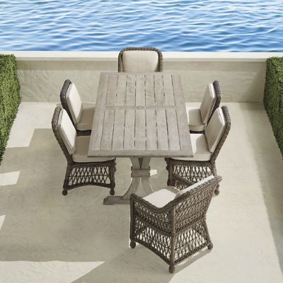 Hampton Driftwood Wicker Dining Set with Teak Table