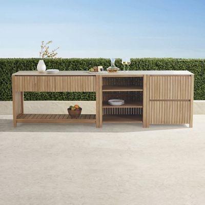 Madura 3-piece Teak Outdoor Kitchen Set with Travertine Top