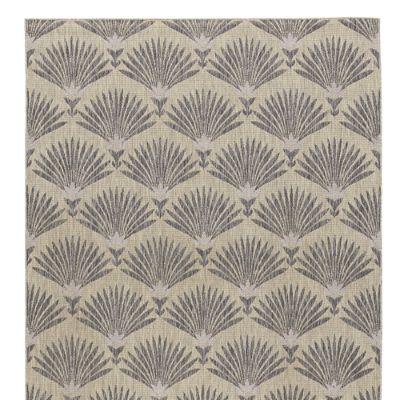 Myrtle Fan Indoor/Outdoor Rug in Sand with UV-Resistant Fibers & Easy Clean