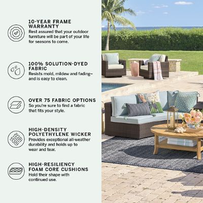 Pasadena II Modular Sofa Set in Bronze Wicker with Rust-Resistant