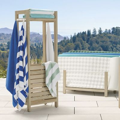 Teak pool towel rack sale