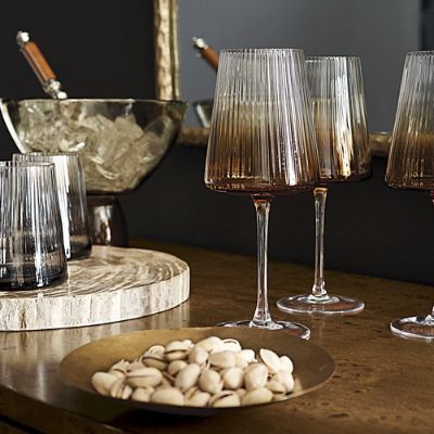 Empire Glasses Set of Two with Fine Optic Design & Mouth-Blown