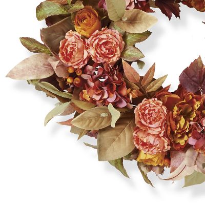 Autumn Sunset Wreath with Lifelike Florals & Berries for Indoor