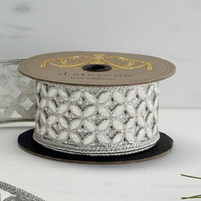 Gold Metallic Floral Lattice Ribbon for Holiday Decor & Gift Wrapping