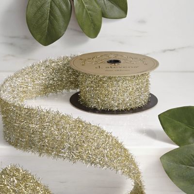 Mixed Metal Tinsel Ribbon for Holiday Decor & Gift Wrapping