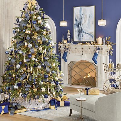 Starry Sapphire Ornament Collection: Handcrafted 40-Piece Glass