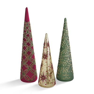 ✳︎new arrival✳︎christmastreeクリスマスツリー③white Christmas Morning Glass Tree Trio Set with Hand-Embellished