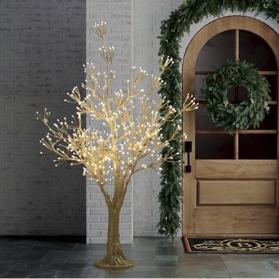 LED Gold Spritzer Tree with Warm White Lights & Yard Stake