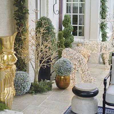 LED Gold Spritzer Tree with Warm White Lights & Yard Stake