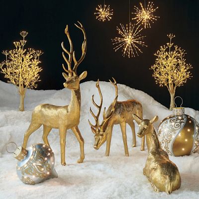 LED Gold Spritzer Tree with Warm White Lights & Yard Stake