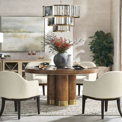 Brando Expandable Round Dining Table with Mappa Burl Veneer
